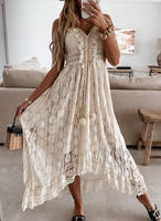 2024 été nouveau Boho Sexy Maxi robes robe d'été grande taille Slip blanc dentelle robe femmes élégant