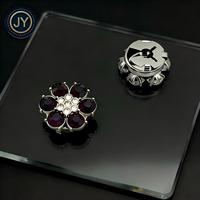 Boutons de manchette fantaisie en laiton JINYU pour chemises femme, plaqué nickel sans allergène, décorés de strass en forme de fleur