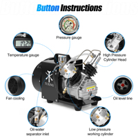 Compresseur d'air portable TUXING Mini à double cylindre 4500Psi/30Mpa/300Bar pour gonflage 110V/220V, chasse, plongée, PCP, paintball
