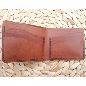 Cartera plegable de cuero genuino de alta calidad, monedero delgado con bloqueo RFID para hombres, Vintage, hecho a mano, OEM - Product Image 1