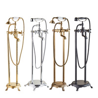 Robinet de baignoire et douche sur pied en laiton doré antique, OEM