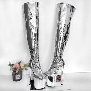 Bottes à plateforme tendance mi-mollet pour la danse sur barre, talons hauts sexy pour les boîtes de nuit, chaussures de modèle pour le plaisir. - Product Image 2