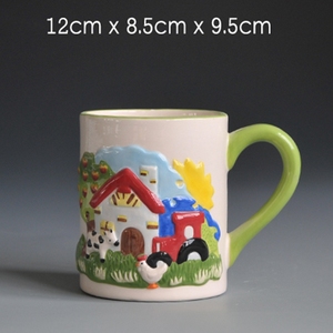 Ensemble de tasses en céramique 3D de la série Farm, écologiques, vertes, 301-400 ml, style dessin animé, pour un usage domestique ou des cadeaux de Noël - Product Image 4