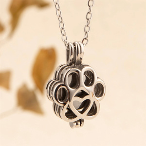 Kalung Kandang Baja Anti Karat untuk Kenangan Hewan Peliharaan Mewah, Desain Cakar Kucing/Anjing, Liontin Mini untuk Abu Jenazah, Perhiasan Kremasi Kristal - Product Image 3