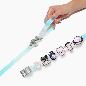 <span class=keywords><strong>Collar</strong></span> de perro de PVC ajustable personalizado de diseñador de lujo, conjunto de correa, colorido, impermeable, suave, DIY, collares para mascotas con etiqueta de dijes - Product Image 6
