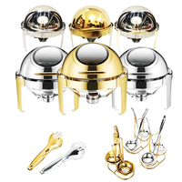 Offre Spéciale : Ensemble de Réchauds de Buffet Dorés pour Mariage, 6,0 L, en Acier Inoxydable, Ronds, Hydrauliques, pour Comptoir