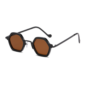 2024 новые модные маленькие овальные солнцезащитные очки для женщин коричневый зеленый UV400 Пользовательский логотип женские оттенки с черной металлической оправой - Product Image 2