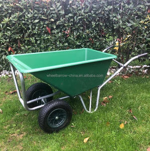 प्लास्टिक बिन व्हीलबार्रो दोहरी व्हील होम व्हीलबैरो यार्ड गार्डन कार्ट के लिए दो डबल 2 व्हील बहुउद्देशीय गाड़ी - Product Image 6