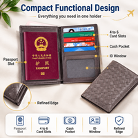 Dompet Paspor Kulit PU Anyaman dengan Organizer Internal, Dompet Perjalanan, Portefeuille, Anti RFID, Kantong Kartu Boarding Pass Terbuka