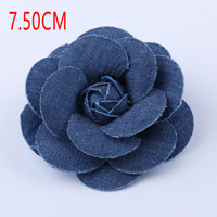Kain Denim Mawar Kamelia Dengan Pinggiran Terbakar Bunga DIY Patch Bunga Buatan Tangan Dekoratif Bunga Rambut Bros Aksesoris