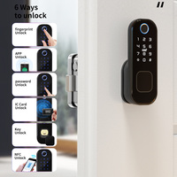 Cerradura inteligente de doble huella digital DF-R5 con aplicación Tuya, código virtual antiprivacidad, cilindro clase C para puerta de madera, hogar y apartamento