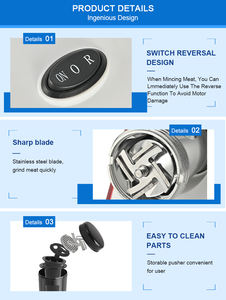 Hachoir <span class=keywords><strong>à</strong></span> viande portable <span class=keywords><strong>professionnel</strong></span> 400W idéal pour la viande et les légumes - Product Image 3