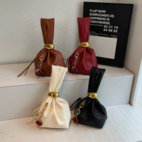 Sac seau mini pour femme en cuir PU avec pochette cerise, sac à bandoulière pour femme pour soirée et mariage