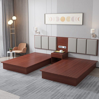 Projet d'hôtel à bas prix Salle de séjour en bois Grain de meubles modernes Design Double lit de rangement