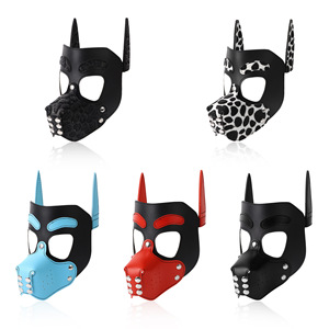 BANSEY Máscara Erótica de Cara de Perro para Juego, Capucha de PVC y Cuero con Boquilla Removible, para Parejas, Juego Sensual, Disfraz de Bondage - Product Image 6