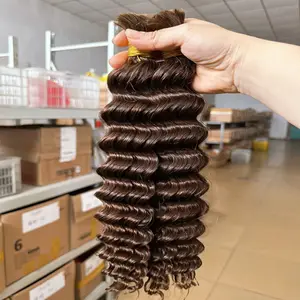 No tangle unprocessed virgin braiding human curly bundles chocolate brown bulk human hair extensions