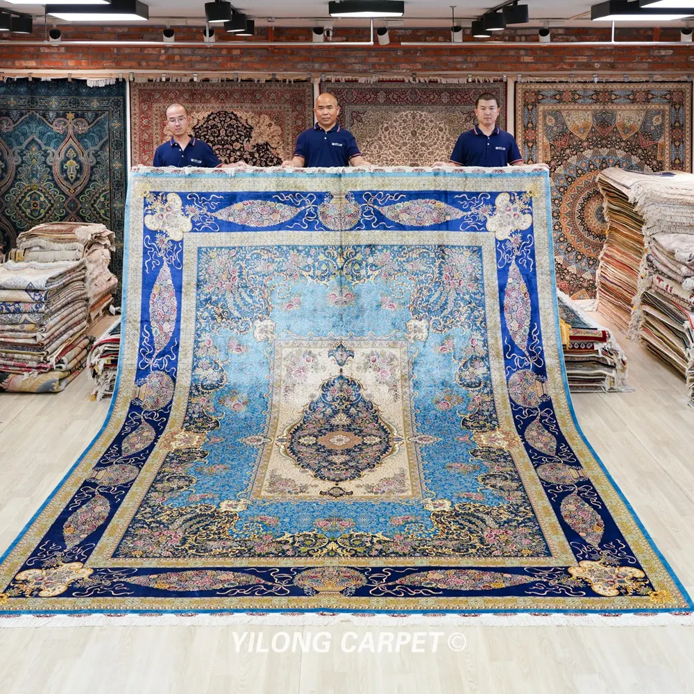 YILONG 10 'x 14' Handmade大敷物高級装飾シルク手結ばトルコカーペット