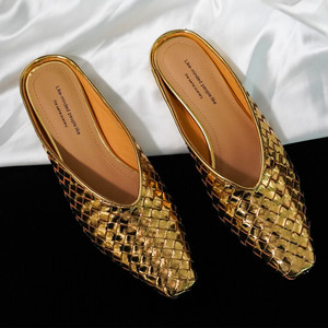 XINZI RAIN Sandali Estivi Personalizzati da Donna, Ciabatte Casual con Punta Quadrata, in Vera Pelle Intrecciata, Tacco Medio 4cm, Sandali Piatti Tipo Mule - Product Image 4