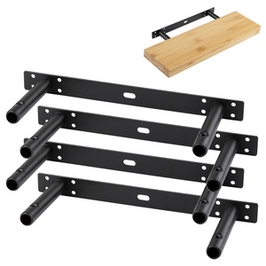 GQK Iron Wall-Mounted Double T-Shaped Black Concealed Partition Tray <b>Floating</b> <b>Shelf</b> Support <b>Brackets</b> Easy Installation Durable - Product Image 2
