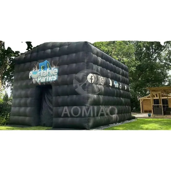 ขายร้อนไนท์คลับไนท์คลับดิสโก้สีดํา Inflatable-ไนท์คลับBackyardเต็นท์ปาร์ตี้พองพร้อมไฟ