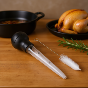 Cuchara Dosificadora de Carne de Plástico de 1 Onza con Cepillo de Limpieza para Carne y Aves - Product Image 2