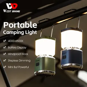 WEST BIKING luz banco de energía de emergencia al aire libre recargable impermeable tienda colgante para el hogar Led trabajo iluminación camping