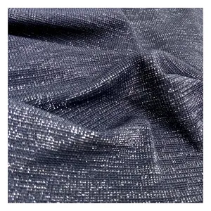 Glanz metallisch gerippt polyester spandex gestrickt 170GSM kundenspezifisch ausgefallen lurex 2*2 rippenstoff für kleidung