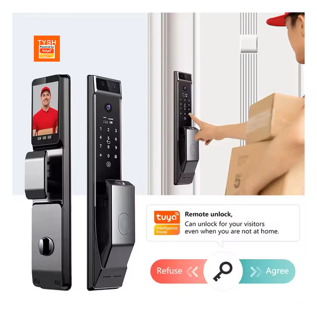 TYSH High Security Ai Smart Home Digital Automatic Biometric Tuya Wifi Fingerprint Smart Door Lock With Camera