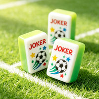 Jeu de Mahjong sur le thème du football, tuiles vert menthe à double couche, pièces de jeu en acrylique gravées au laser