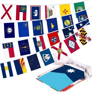 Флаги-гирлянды 50 штатов США к 250-летию, 6x9 дюймов, двусторонние, длина 41 фут, устойчивые к выцветанию, яркие цвета, полиэстер - Product Image 1