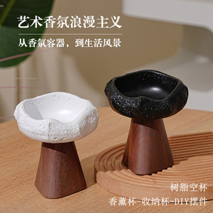 Resin Scented Candle Holder With Wooden Base Tabletop <b>Aroma</b> <b>Diffuser</b> Container Decorative Ornament - Product Image 3