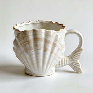 Tazze a Forma di Conchiglia in Vendita, Tazze da Caffè in Ceramica Bianca di Buona Qualità ed Economiche per Promozioni - Product Image 1
