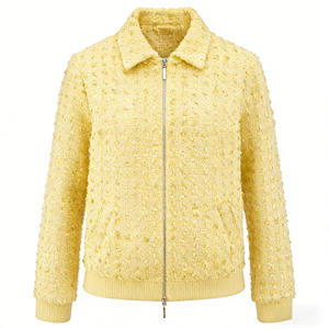 <span class=keywords><strong>Veste</strong></span> en tweed pour femmes grandes tailles avec fermeture éclair sur le devant et col à revers - Product Image 2