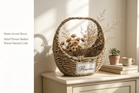 Panier à herbe fabriqué en usine 12x9,5xH29cm avec poignée et doublure en PVC, demi-lune, couleur naturelle, pour les fêtes