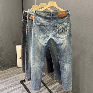 Pantalones Vaqueros de <span class=keywords><strong>Hombre</strong></span>, Corte Slim Fit, Estilo Vintage, Versátiles, a la Moda, de Mezclilla Media, Corte Boot Cut, Recortados, Nuevos, Otoño Invierno, de Alta Gama, Estampados - Product Image 5