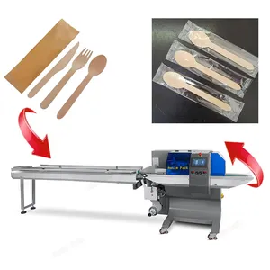 Automatic Horizontal Pillow Flow Packing Machine Wrapping Machine sealing Ladle Spoon Fork Chopsticks Kitchenware Cleaning Ball