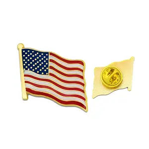 Campione gratuito a buon mercato personalizzato metallo in lega di zinco smalto paese usa america bandiera americana spilla distintivo per la festa nazionale
