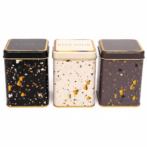 75 x 75 x 100 mm Square <b>Metal</b> Tin <b>Box</b> Set (Set of 3) Terrazo Terrazo Design - Product Image 2