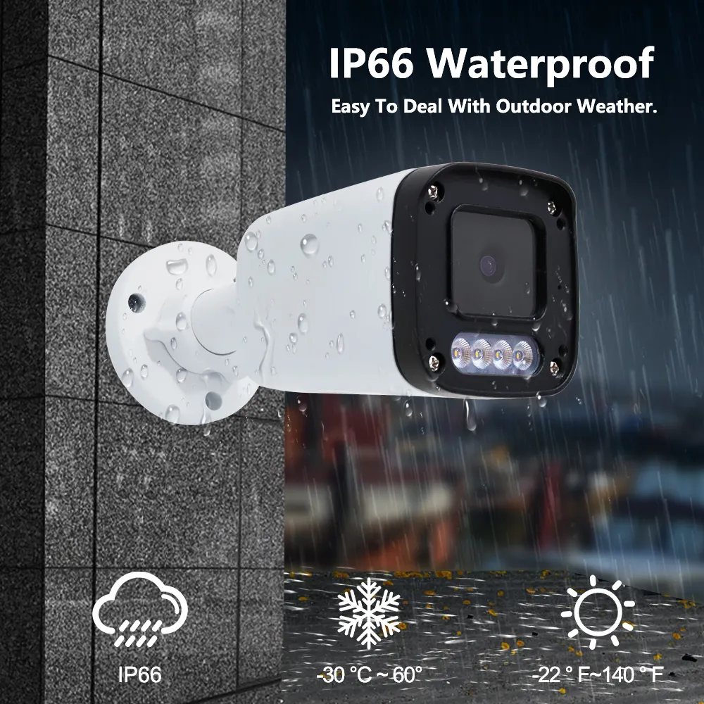 外部監視カメラ3.6mm 4MP IPCCTVカメラSKDIP67防水POE顔認識セントリーセキュリティカメラ