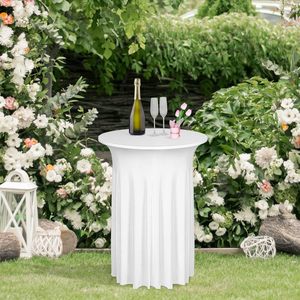 Round Spandex Cocktail Table Covers with Skirt <strong>Tablecloths</strong> Stretch <strong>Square</strong> <strong>Tablecloth</strong> for Fitted High Top Bar Party Banquet - Product Image 5
