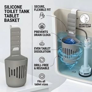 Silicone Toilet Tank <b>Tablet</b> <b>Holder</b> Adjustable Toilet Cleaner Bracket Waterproof Easy Cleaning Bath Accessory - Product Image 3