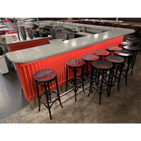 Comptoir de bar de forme rectangulaire, design antique, éclairage LED, mobilier de bar pour café