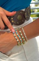 Ensemble collier et bracelet tennis plaqué or avec pierres CZ blanches et turquoise bleue, style mode pour femme