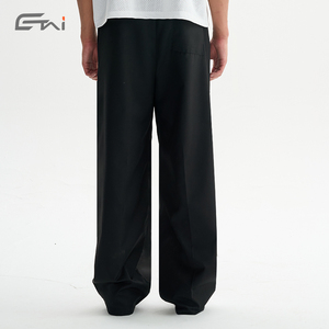 Summer Casual <strong>Black</strong> Baggy Formal Wide Leg Pleated Trousers Custom Mens <strong>Work</strong> Dress Suit <strong>Pants</strong> High Quality - Product Image 4