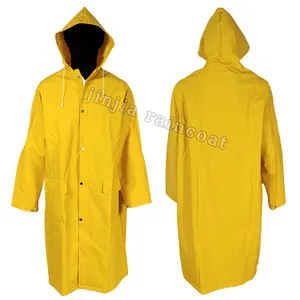 מעיל גשם ארוך מים צהובים הוכחה מעיל גשם כבד עבור מבוגרים mens מעיל גשם ארוך מעיל גשם פוליאסטר