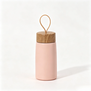 280ml 304 Stainless Steel Vacuum Insulated Mini Water <b>Bottle</b> with Wood Grain Lid Portable Thermal <b>Coffee</b> Mug for Travel Gift - Product Image 5