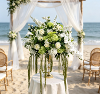 Bouquet de fleurs artificielles en soie blanc et vert, Calla, Phalaenopsis, Amarante, réaliste et doux, à suspendre, pour mariage et Saint-Valentin