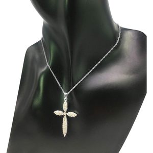 Collier pendentif croix en diamant naturel 0,75 carat, taille ronde, plaqué rhodium, argent sterling 925, bijoux religieux unisexe - Product Image 3
