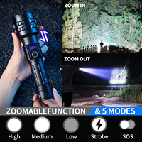 Vente Flash Lampe Torche Puissante Super Lumineuse Haut Lumen Zoomable Haute Puissance USB Rechargeable LED d'Urgence