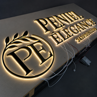 Enseigne rétroéclairée avec finition peinture cuite certifiée CE et RoHS, lettres rétroéclairées LED, enseigne métallique rétroéclairée personnalisée